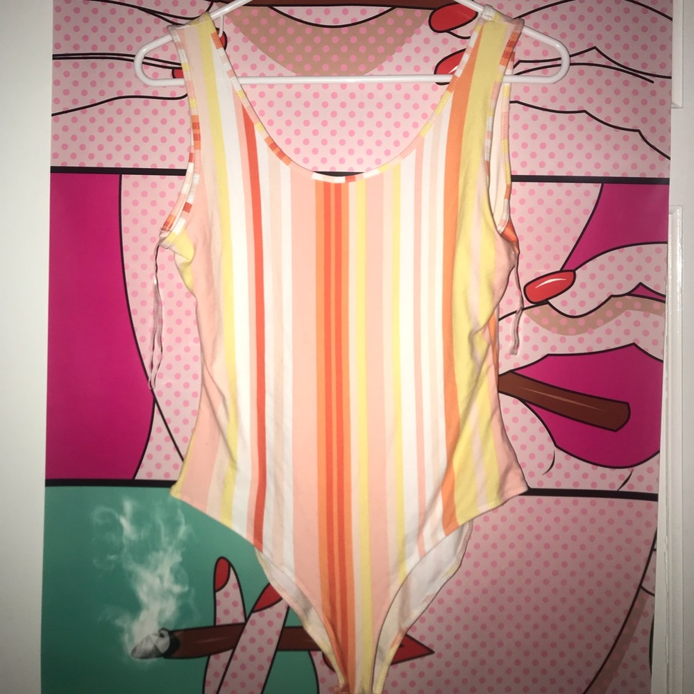 Stripped bodysuit tank top